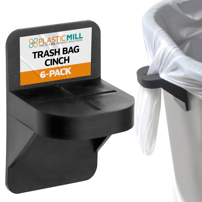 PlasticMill Trash Bags Cinch Black, 6 Pack, To Hold Garbage Bags In Place.May not be compatible with some Garbage Can drawers or compacters. - Image 1